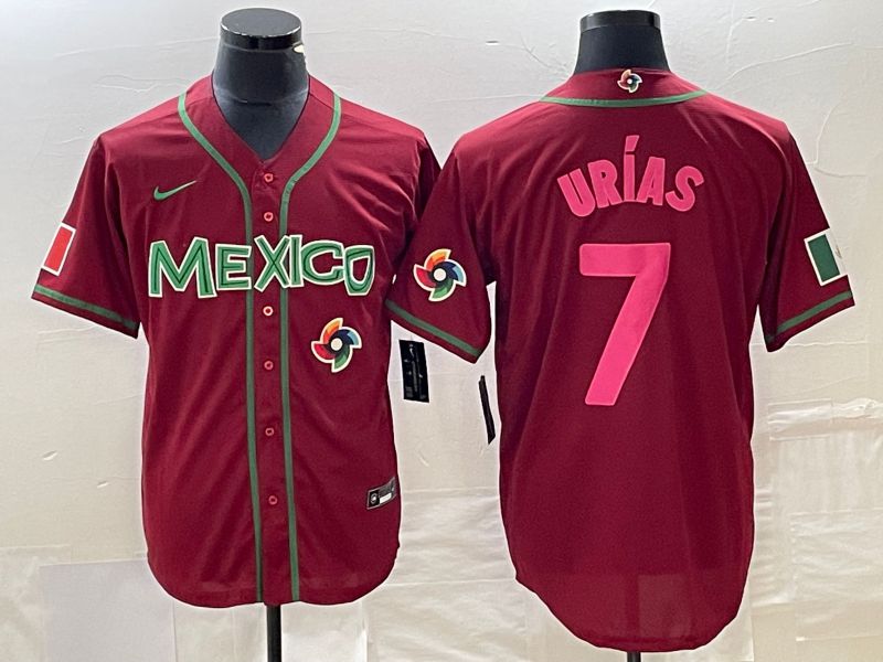 Men 2023 World Cub Mexico #7 Urias Red pink Nike MLB Jersey15->more jerseys->MLB Jersey